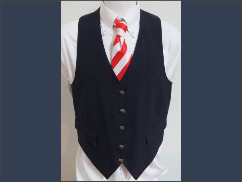 Sz L Navy Blue Solid Vintage Mens Polyester #93Z Suit Vest von KingJamesVintage