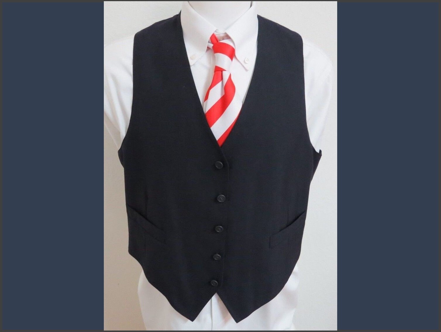 Sz L Navy Blue Solid Vintage Mens Polyester #a43 Suit Vest von KingJamesVintage