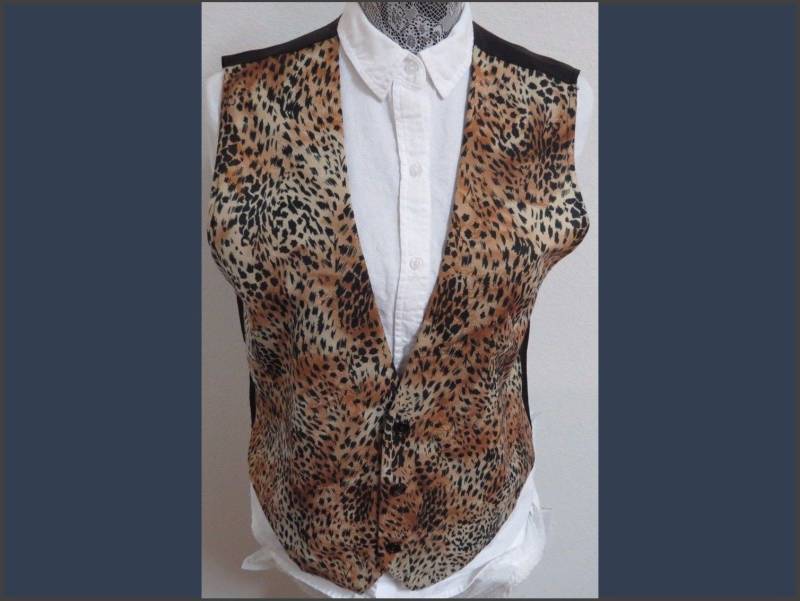 Sz M Brown Animal Print Vintage Womens Polyester #187T Suit Vest von KingJamesVintage