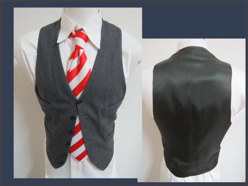 Sz M Gray/Blue/Red/White Striped Vintage Polyester Mens #40M Suit Vest Waistcoat von KingJamesVintage