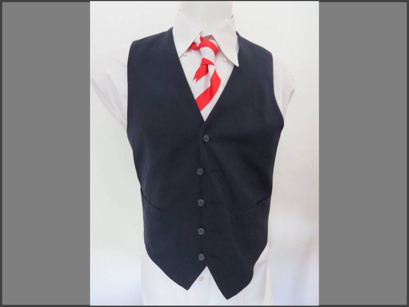 Sz-M-Marine-Blau Solide Polyester #194 Herren Vtg Indie Anzug Vest Weste von KingJamesVintage