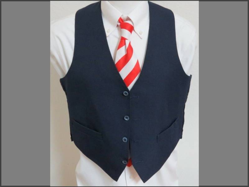 Sz-M-Marine-Blau Solide Vintage Herren Polyester #334 Anzug Weste von KingJamesVintage