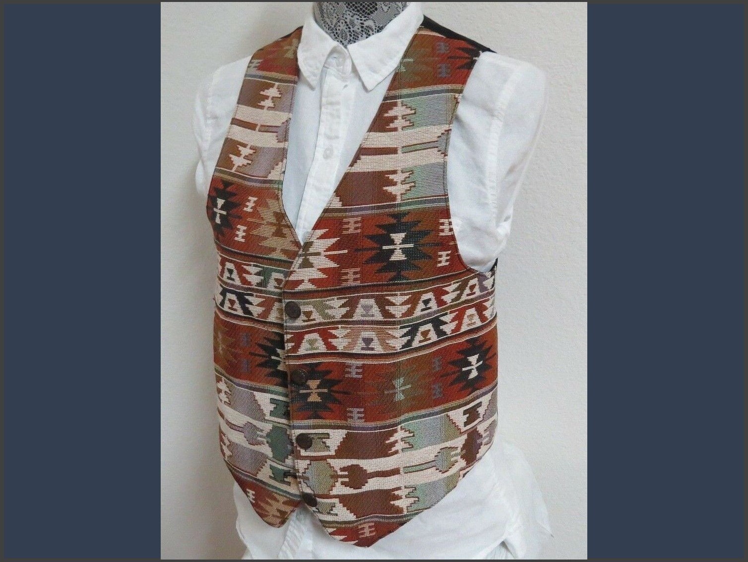 Sz M Multi-Color Boho Print Vintage Womens 100% Cotton #108 Suit Vest von KingJamesVintage
