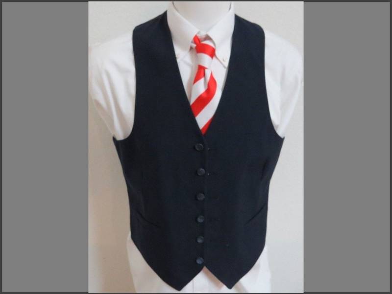 Sz M Navy Blue Solid Vintage Mens Polyester #84N Suit Vest Waistcoat von KingJamesVintage