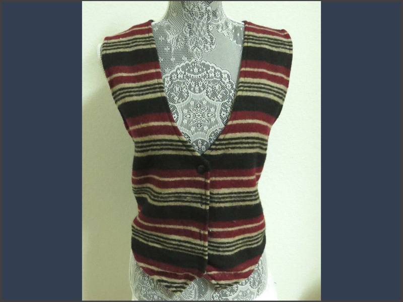 Sz M Striped Boho Vtg Retro Womens Wool/Cotton Blend #55I Suit Vest von KingJamesVintage