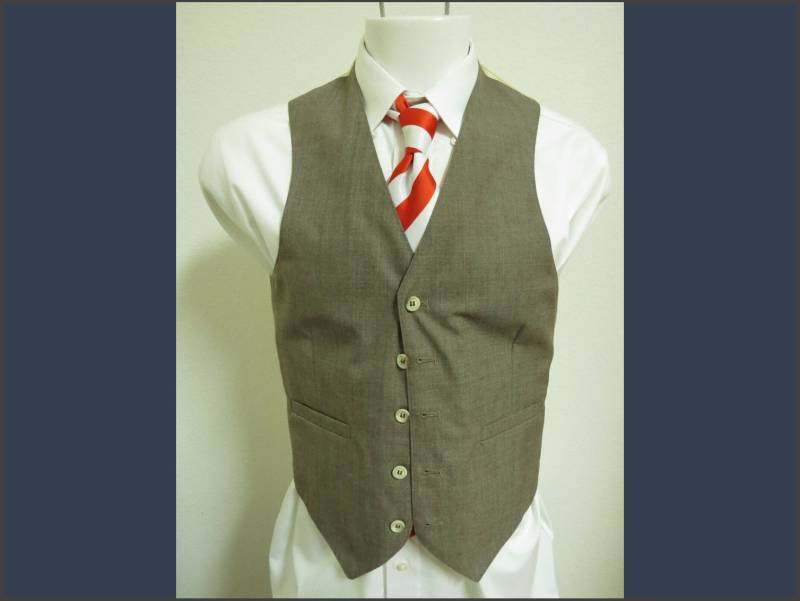 Sz S Brown Solid Vintage Mens Polyester #973 Suit Vest Waistcoat von KingJamesVintage