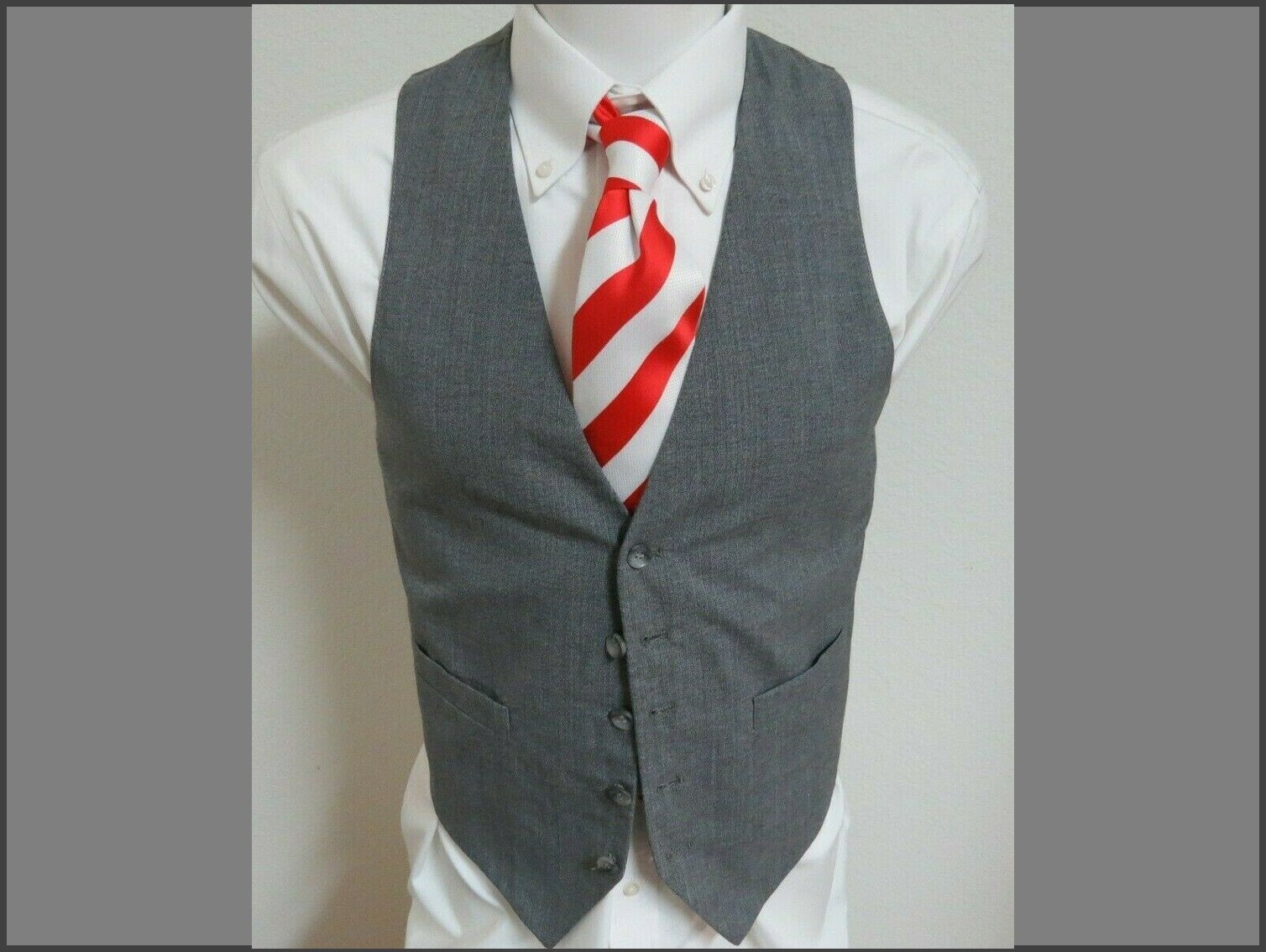 Sz S Grau/Blau Nadelstreifen Vintage Herren Wolle #01 P Anzug Weste Sz S Grau/Blau Nadelstreifen Vintage Herren Wolle #01 P Anzug Weste von KingJamesVintage