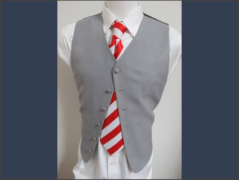 Sz S Silver Gray Solid Vintage Steven Land Brand Mens Polyester #15V Suit Vest von KingJamesVintage