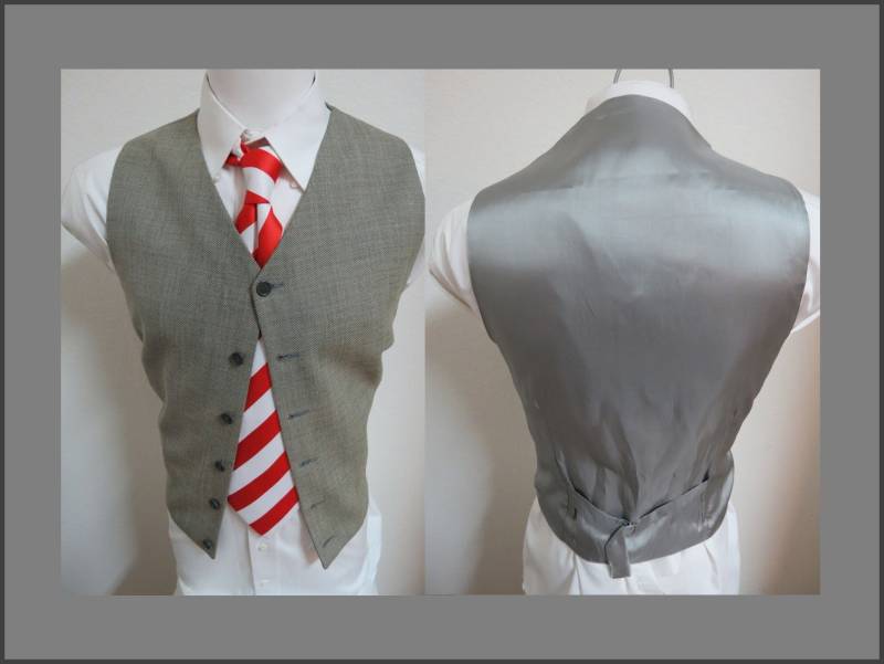 Sz Xl Silber Grau Solide Polyester Vintage Herren #79B Anzug Vest Weste von KingJamesVintage