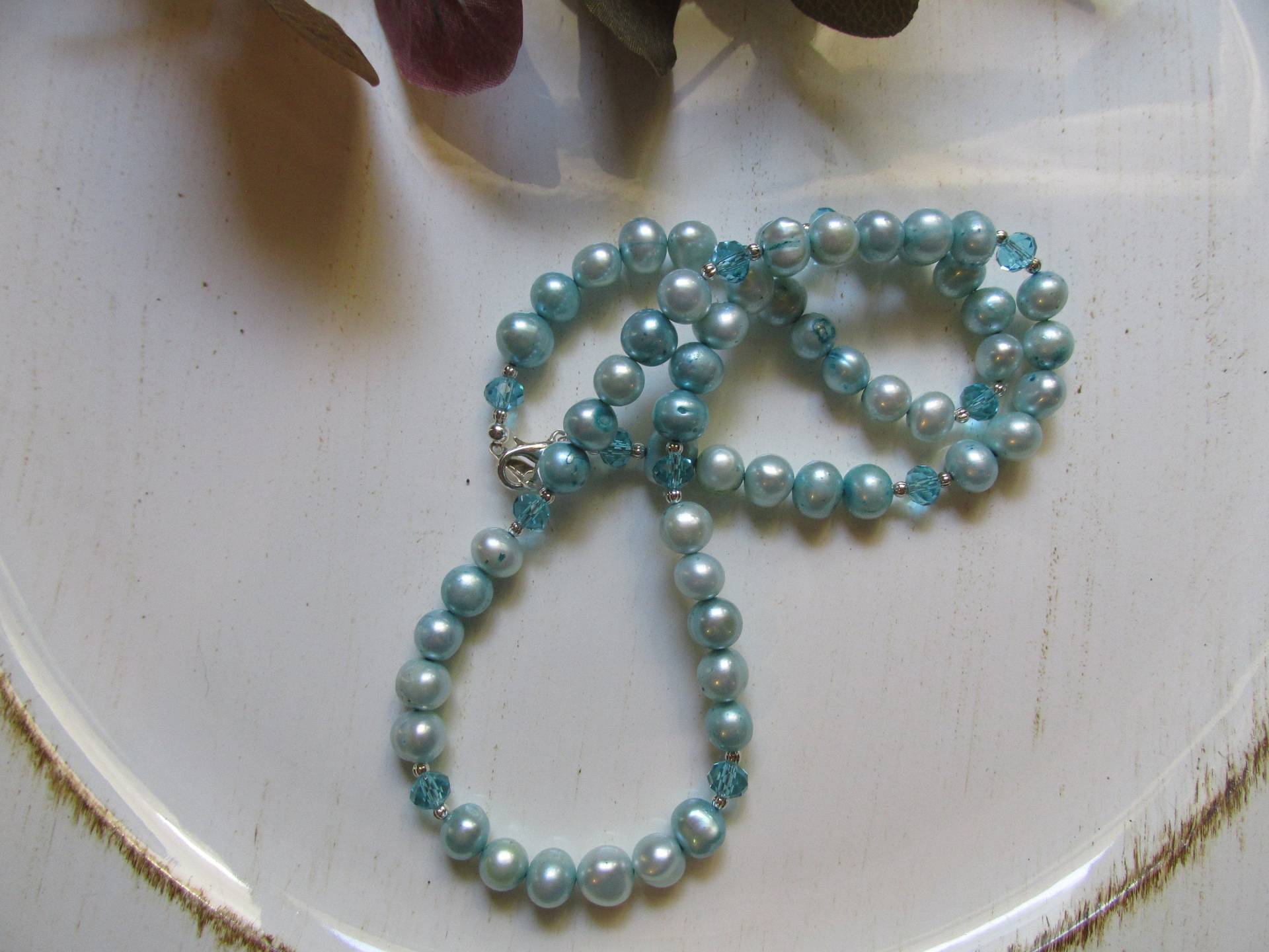 Aqua Blau Perlenkette Echte Süßwasser Perlenkette, Geschenk Für Sie, Stilvoll, Handgemacht, Einzigartig Aqua Blau Perlenkette Echte Süßwasser Perlenkette, Geschenk Für Sie, Stilvoll, Handgemacht, Einzigartig von KingJewelryByRebecca