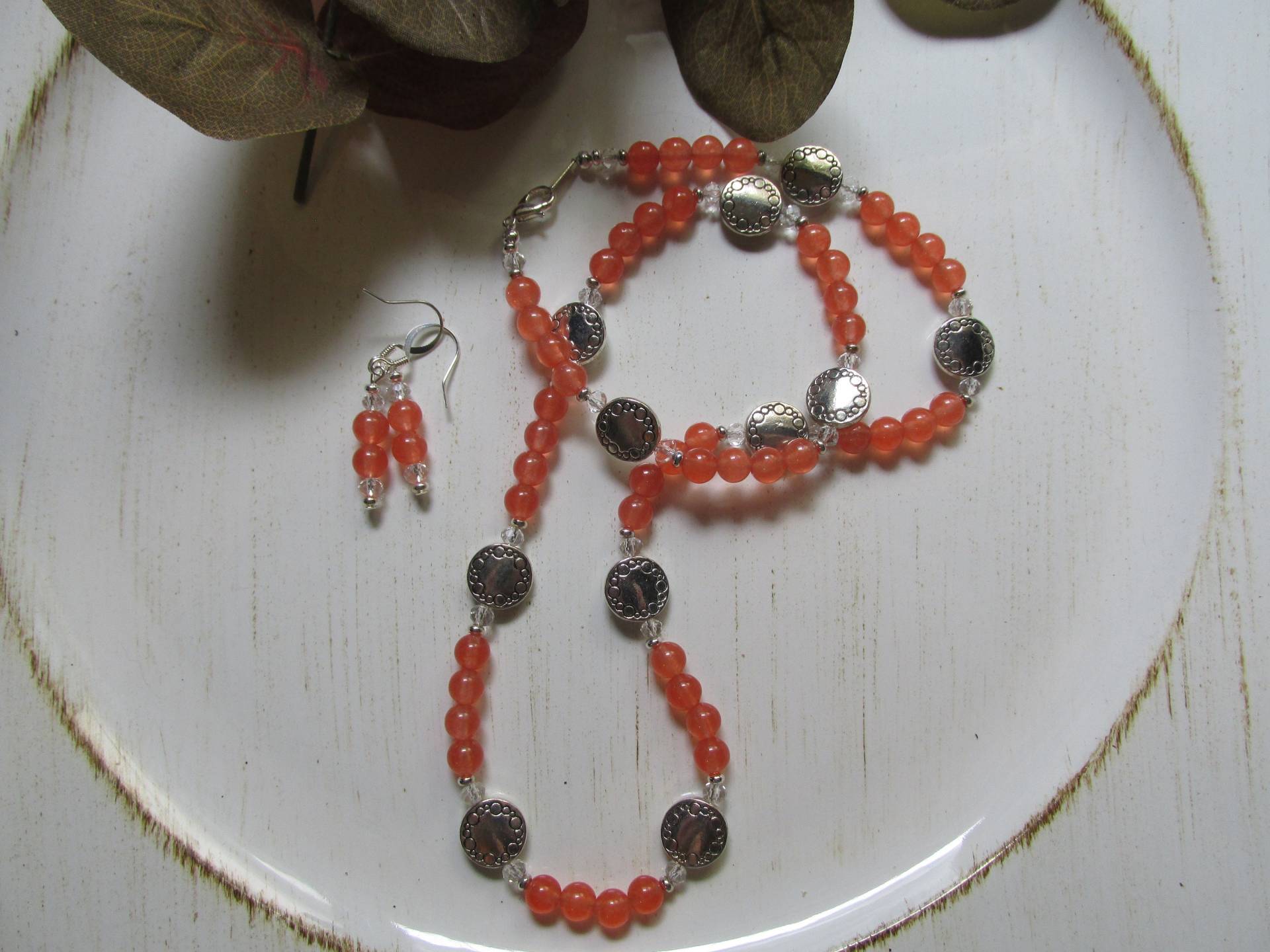 Leichte Lachs Jade Halskette Und Ohrringe Einzigartig, Modisch, Geschenk Für Sie, Lässig, Stilvoll, Frauen, Geburtstagsgeschenk, Schick von KingJewelryByRebecca