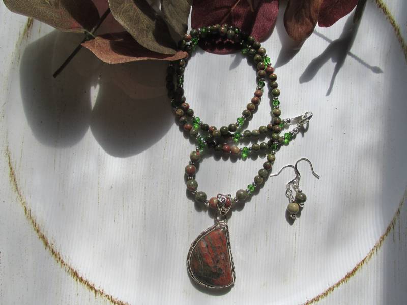 Unakit Halskette Und Ohrringe Einzigartig, Stilvoll, Frauen, Geschenk Für Sie, Stein Der Vision, Balance von KingJewelryByRebecca