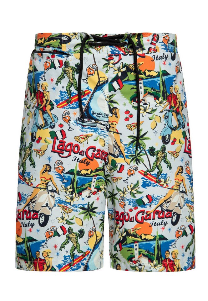 KingKerosin Badeshorts Lago di Garda mit exklusivem Allover Print von KingKerosin