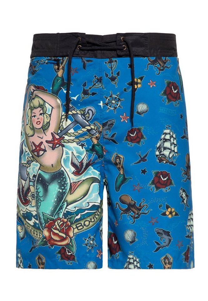 KingKerosin Badeshorts Sailor im sommerlichen Retroprint von KingKerosin