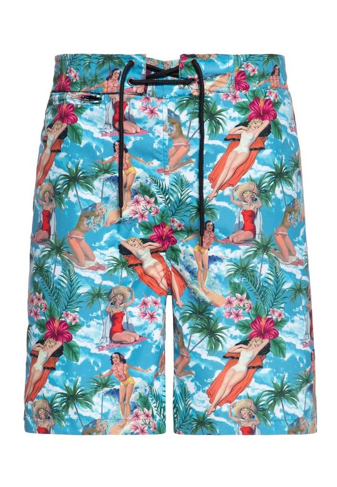 KingKerosin Badeshorts Tropical Hawaiian mit Alloverdruck von KingKerosin