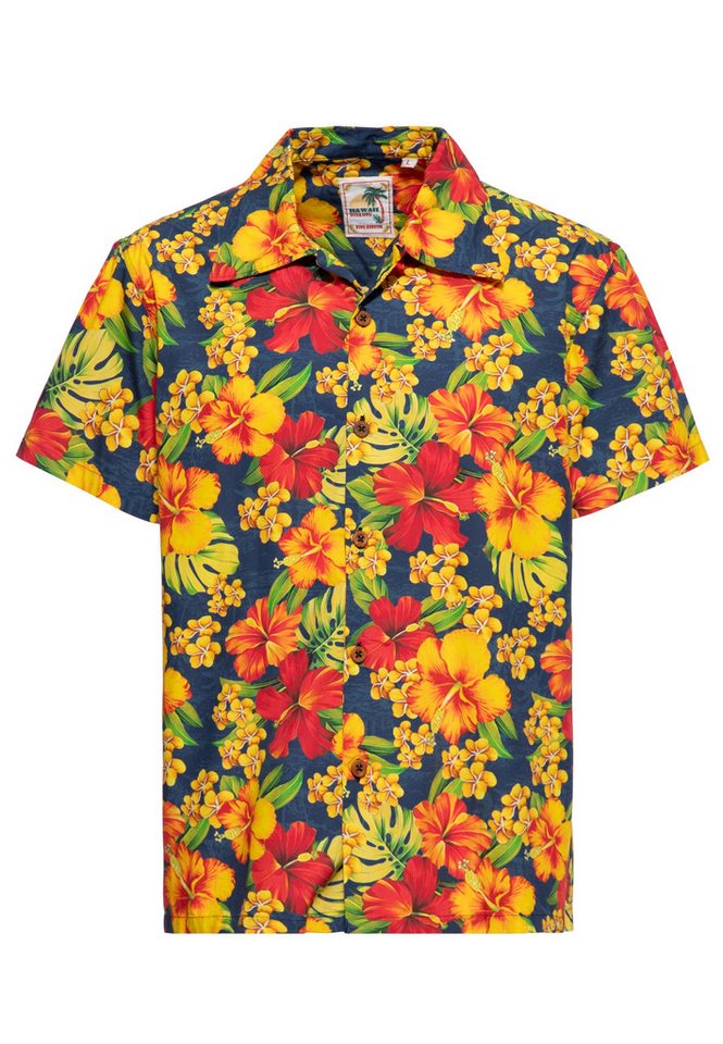 KingKerosin Kurzarmhemd Hibiscus Dream mit floralem Allover-Print von KingKerosin