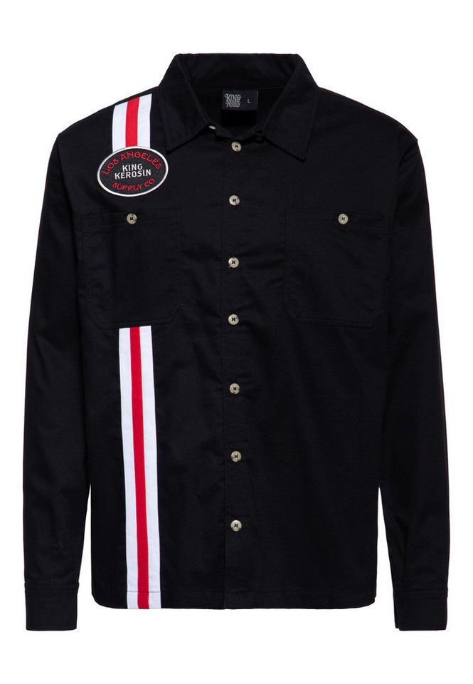 KingKerosin Langarmhemd Los Angeles Supply Co. mit Racing-Streifen von KingKerosin