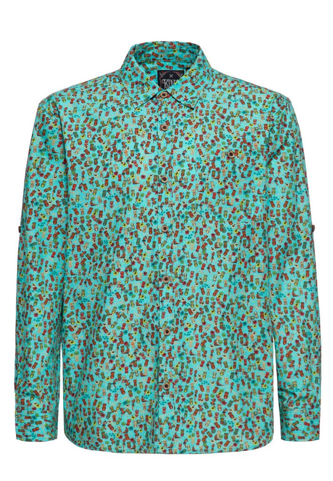 KingKerosin Kurzarmhemd Tiki mit hawaiianischem Allover-Print von KingKerosin