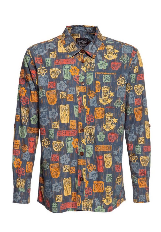 KingKerosin Kurzarmhemd Tiki's mit Tiki-Motiven & aus Bio-Baumwolle von KingKerosin