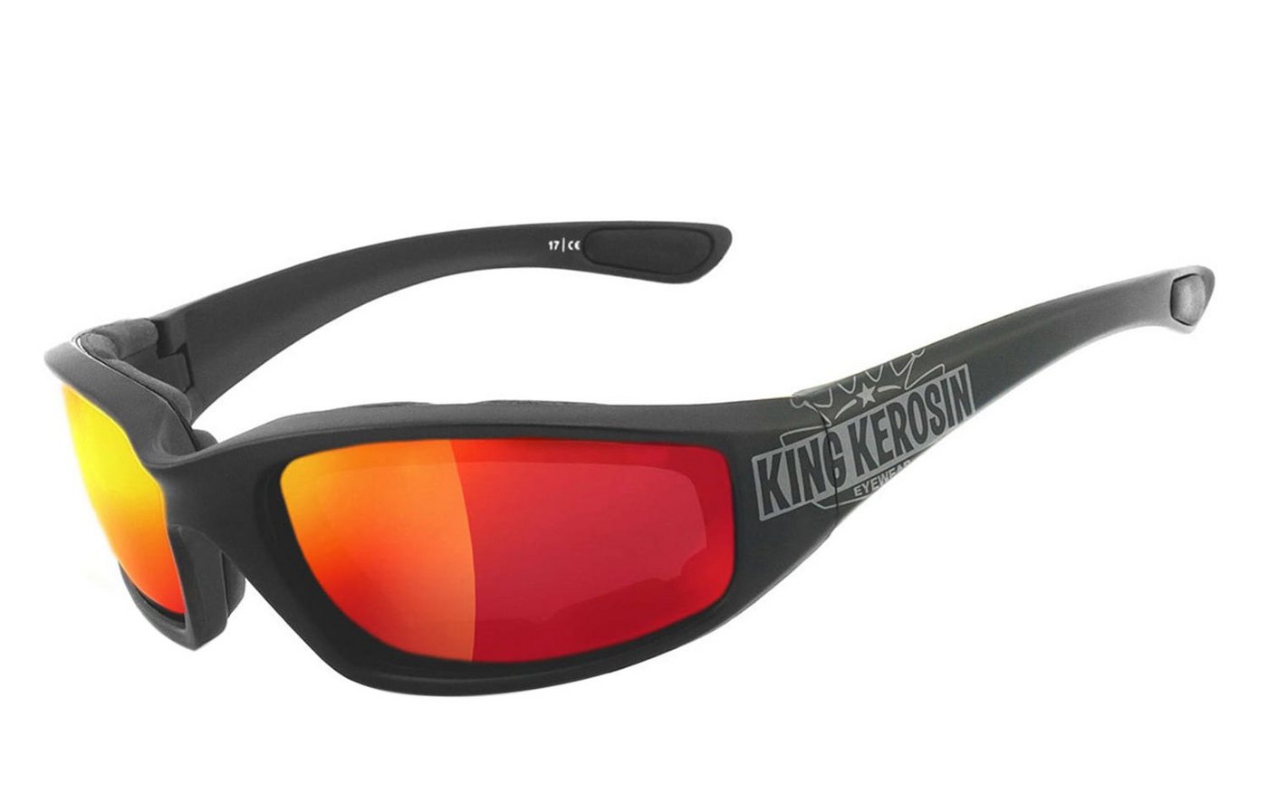 KingKerosin Motorradbrille KK140 gepolstert, Steinschlagbeständig durch Kunststoff-Sicherheitsglas von KingKerosin