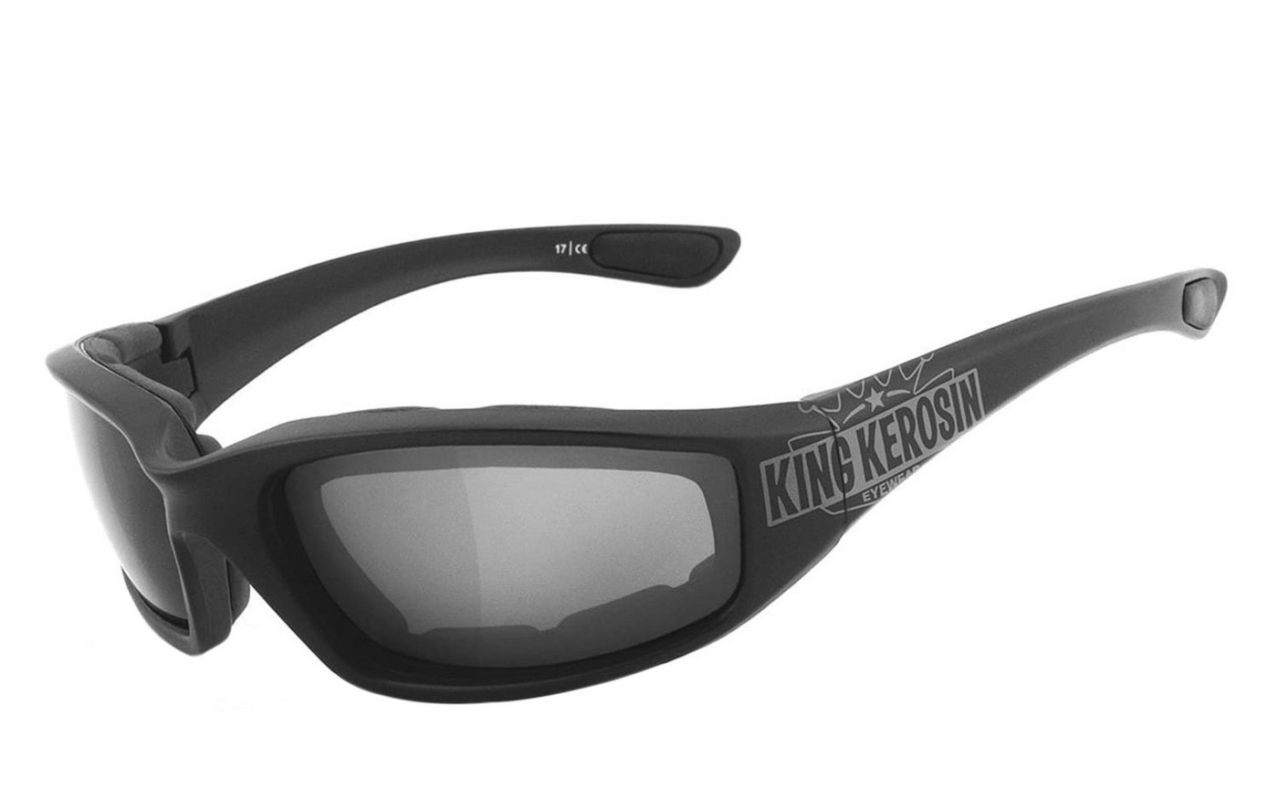 KingKerosin Motorradbrille KK140 gepolstert, Steinschlagbeständig durch Kunststoff-Sicherheitsglas von KingKerosin