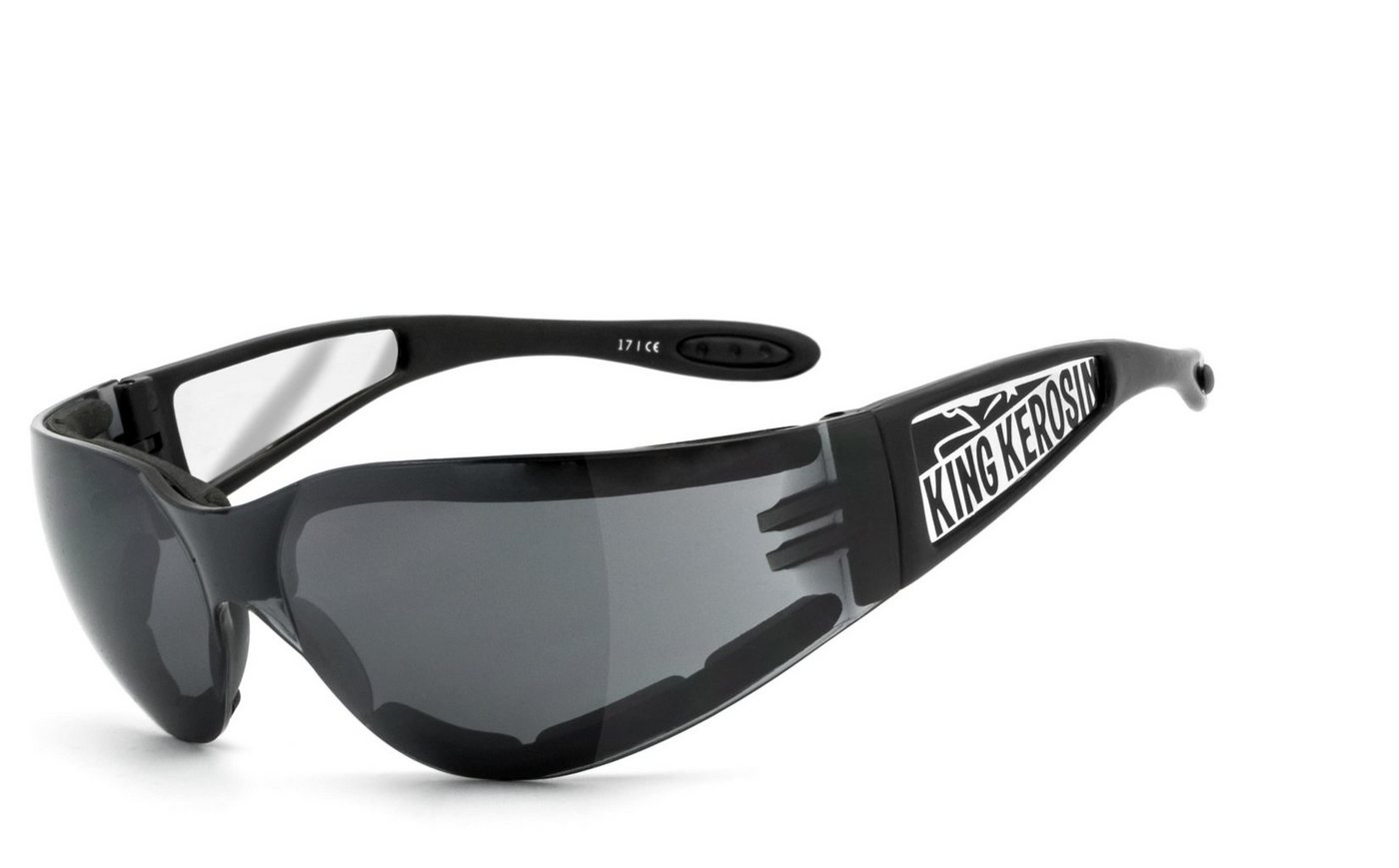 KingKerosin Motorradbrille KK205 gepolstert, Steinschlagbeständig durch Kunststoff-Sicherheitsglas von KingKerosin