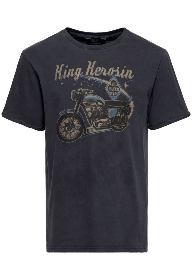 KingKerosin Print-Shirt Ace Racer (1-tlg) Acid Washed von KingKerosin