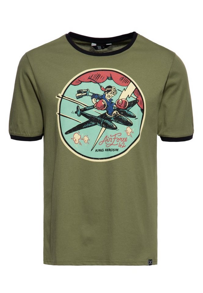 KingKerosin Print-Shirt Air Force 42 (1-tlg) mit coolen Prints im 70s Style von KingKerosin
