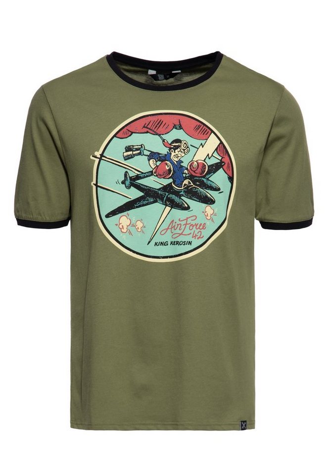 KingKerosin Print-Shirt Airforce 42 (1-tlg) mit coolen Prints im 70s Style von KingKerosin