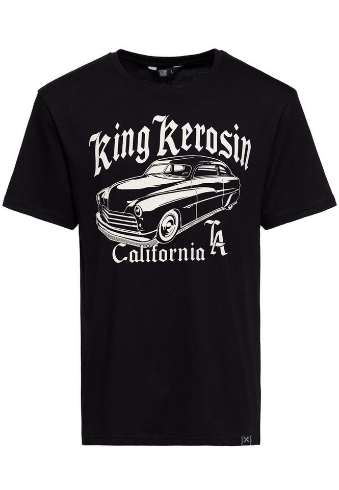 KingKerosin Print-Shirt California Greaser (1-tlg) Front Print im Retro Muscle-Car Look von KingKerosin