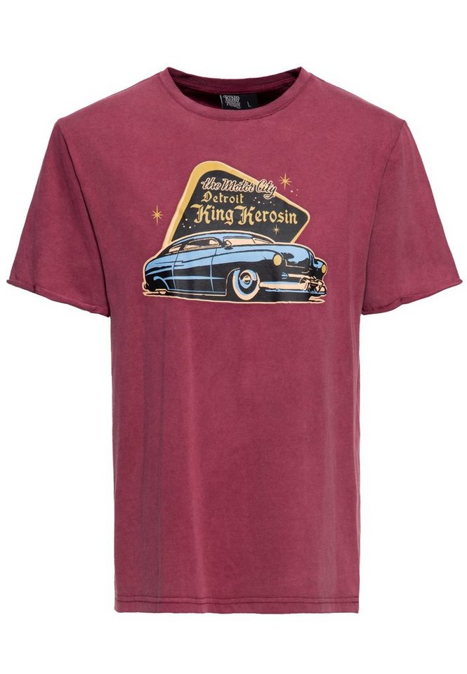 KingKerosin Print-Shirt Detroit Greaser (1-tlg) Oil-Washed von KingKerosin