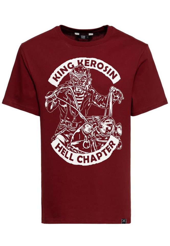 KingKerosin Print-Shirt Hell Chapter (1-tlg) front Print im Vintage Devil Chopper Stil von KingKerosin