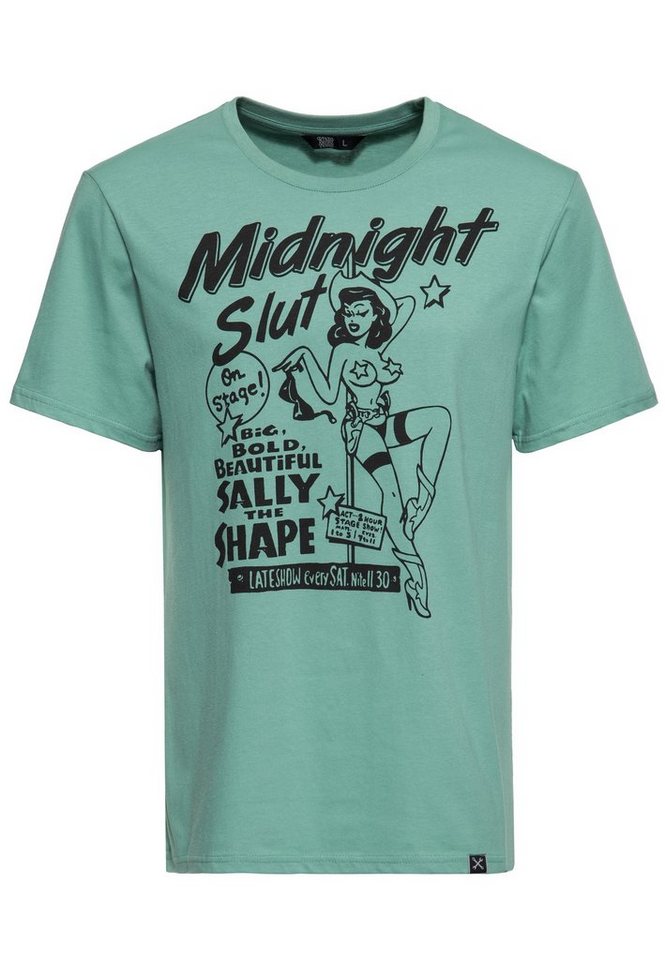 KingKerosin Print-Shirt Midnight Slut (1-tlg) front Print im Retro Pin-up Stil von KingKerosin