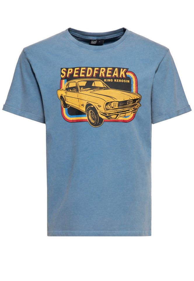 KingKerosin Print-Shirt Speedfreak (1-tlg) Acid-Washed von KingKerosin