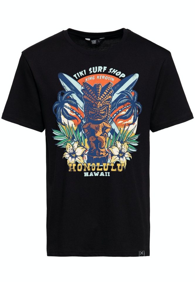 KingKerosin Print-Shirt Tiki Surf Shop (1-tlg) mit Retro Front Print im Tikki-Surf" Design" von KingKerosin