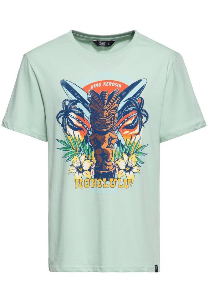KingKerosin Print-Shirt Tiki Surf Shop (1-tlg) mit Retro Front Print im "Tikki-Surf" Design von KingKerosin