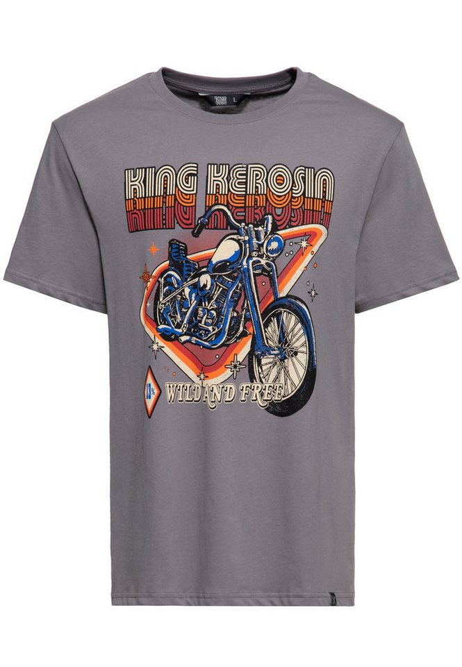 KingKerosin Print-Shirt Wild & Free (1-tlg) mit 70s Motorrad-Artwork von KingKerosin