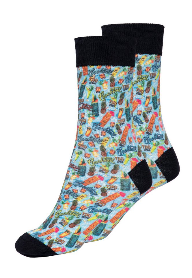 KingKerosin Socken Tiki Cocktail im Tiki-Allover-Print von KingKerosin