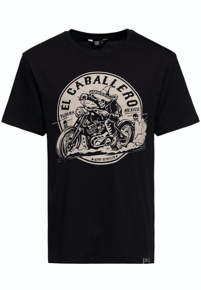 KingKerosin T-Shirt El Caballero mit Front Print von KingKerosin