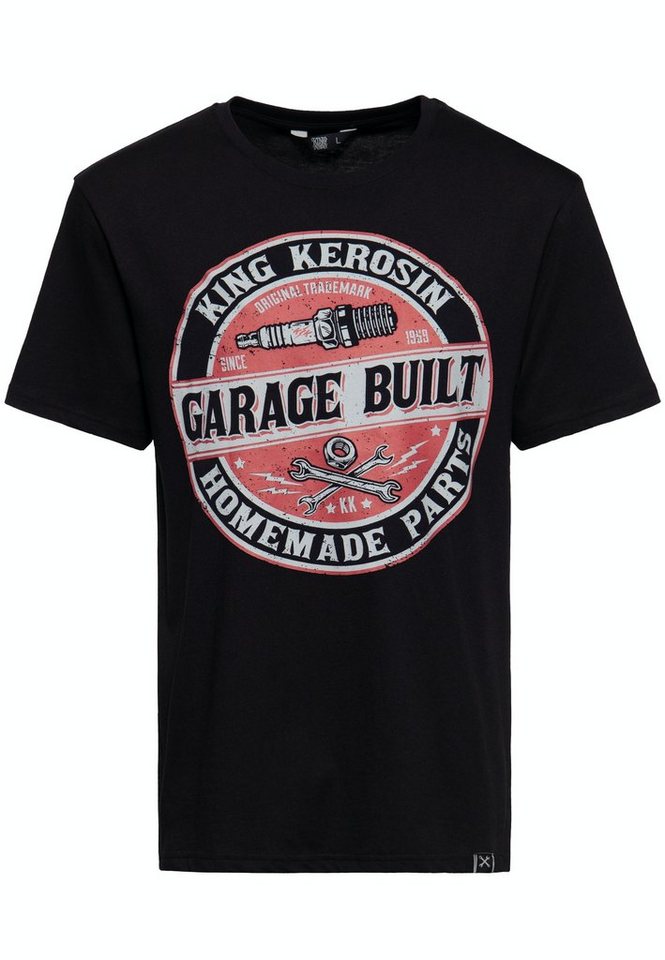 KingKerosin T-Shirt Garage Built mit Frontprint im Workerstyle von KingKerosin