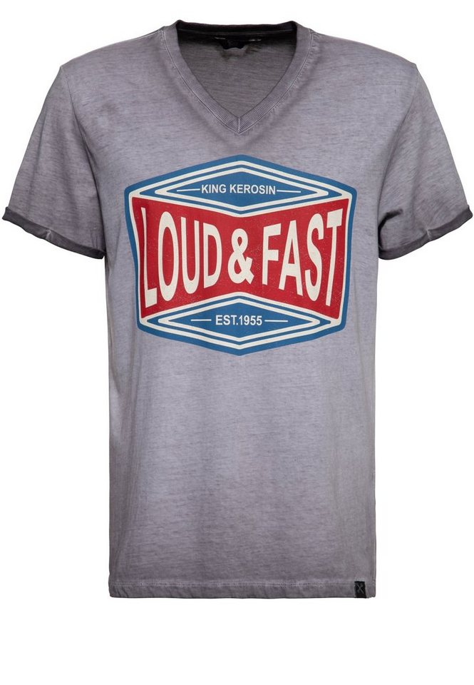 KingKerosin T-Shirt Loud & Fast mit V-Ausschnitt von KingKerosin