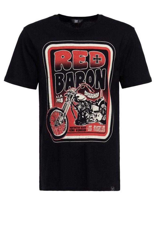 KingKerosin T-Shirt Red Baron Speedshop aus Baumwolle mit Print von KingKerosin