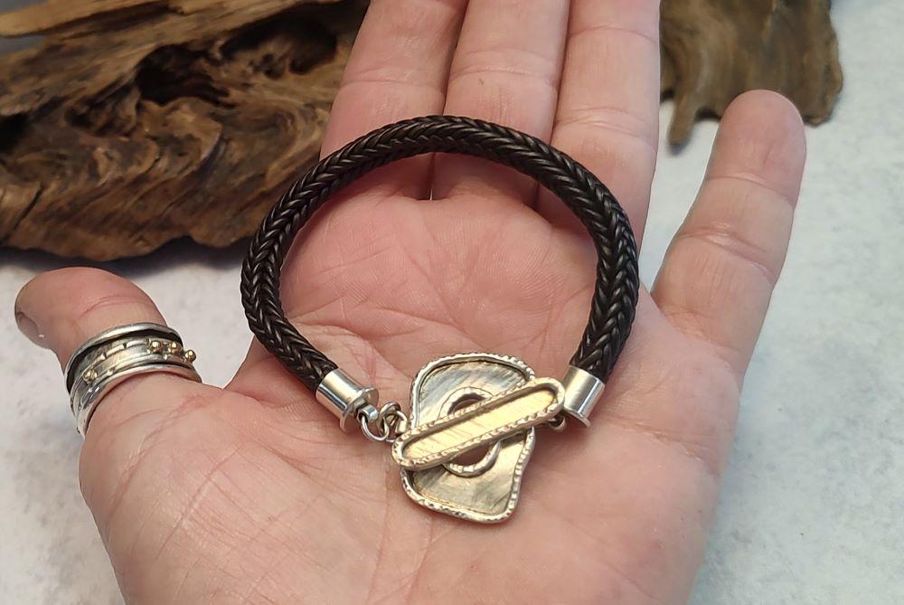Handgewebtes Lederarmband Sterlingsilber-Schmuck von KingLane
