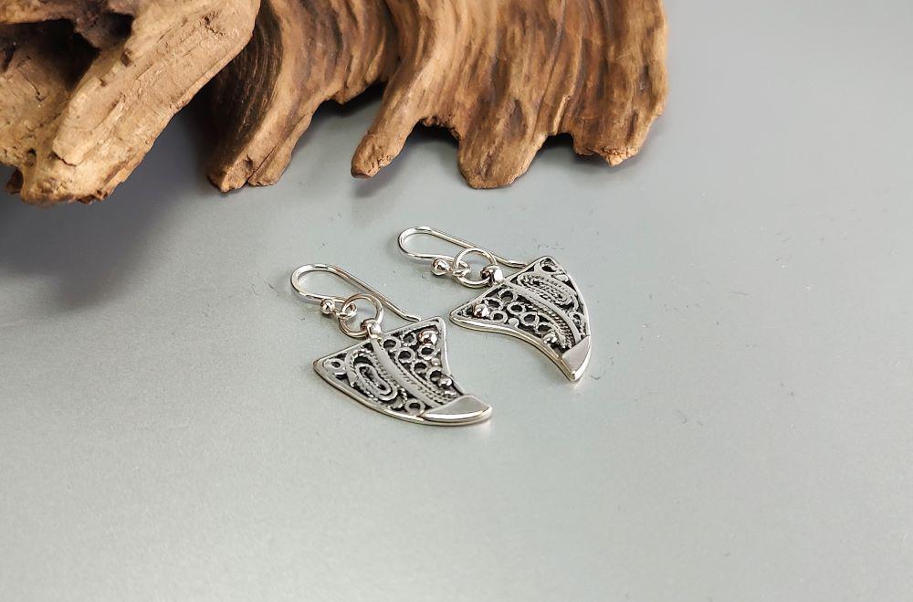 Oxidierte Sterling Silber Filigrane Ohrringe Handgemachter Handwerker Schmuck von KingLane