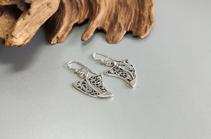 Oxidierte Sterling Silber Filigrane Ohrringe Handgemachter Handwerker Schmuck Oxidierte Sterling Silber Filigrane Ohrringe Handgemachter Handwerker Schmuck von KingLane