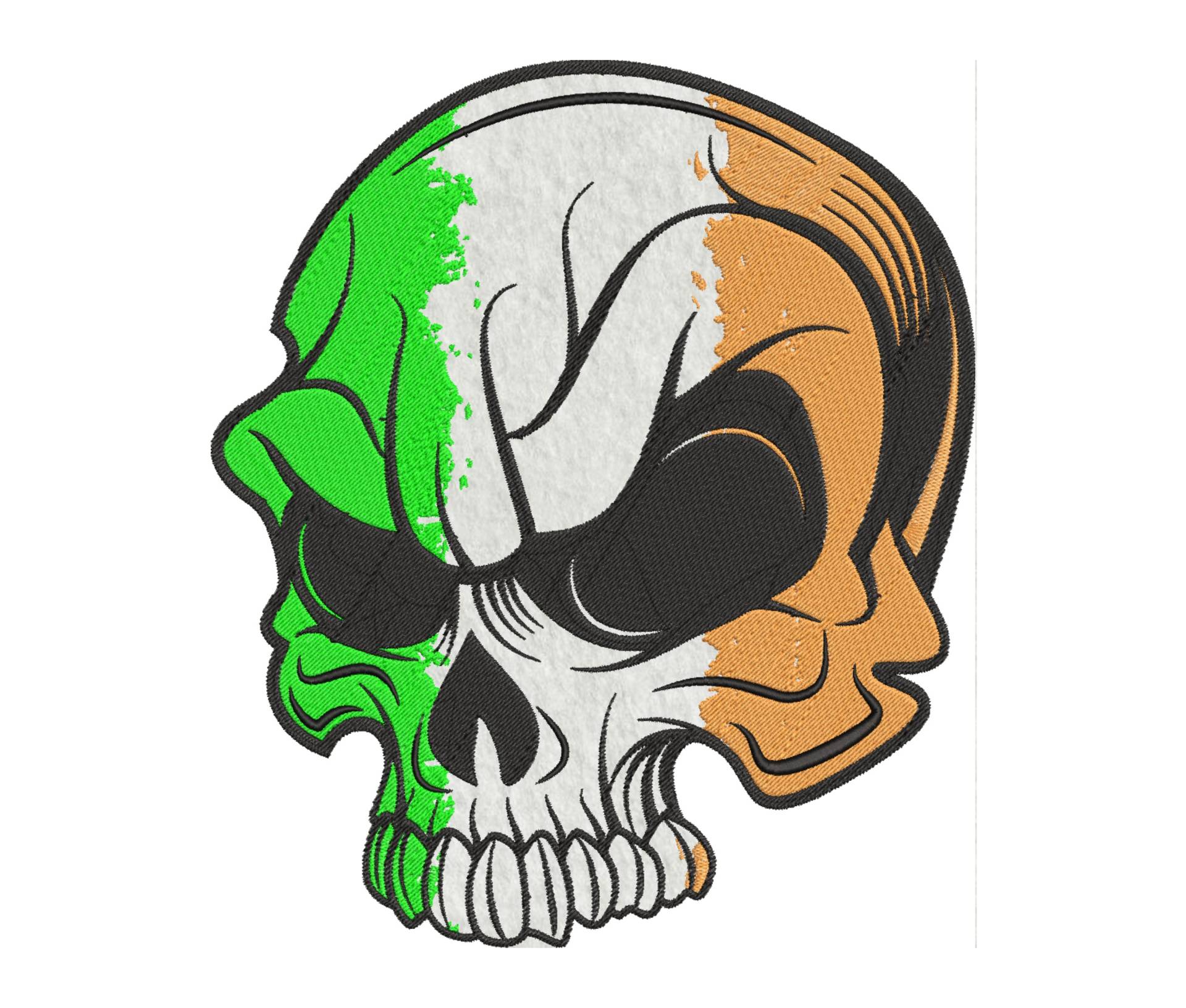 Irish Skull Backpatch, Bestickter Aufnäher, Motorrad Rückenpatch, Personalisierter Aufnäher von KingOPatch