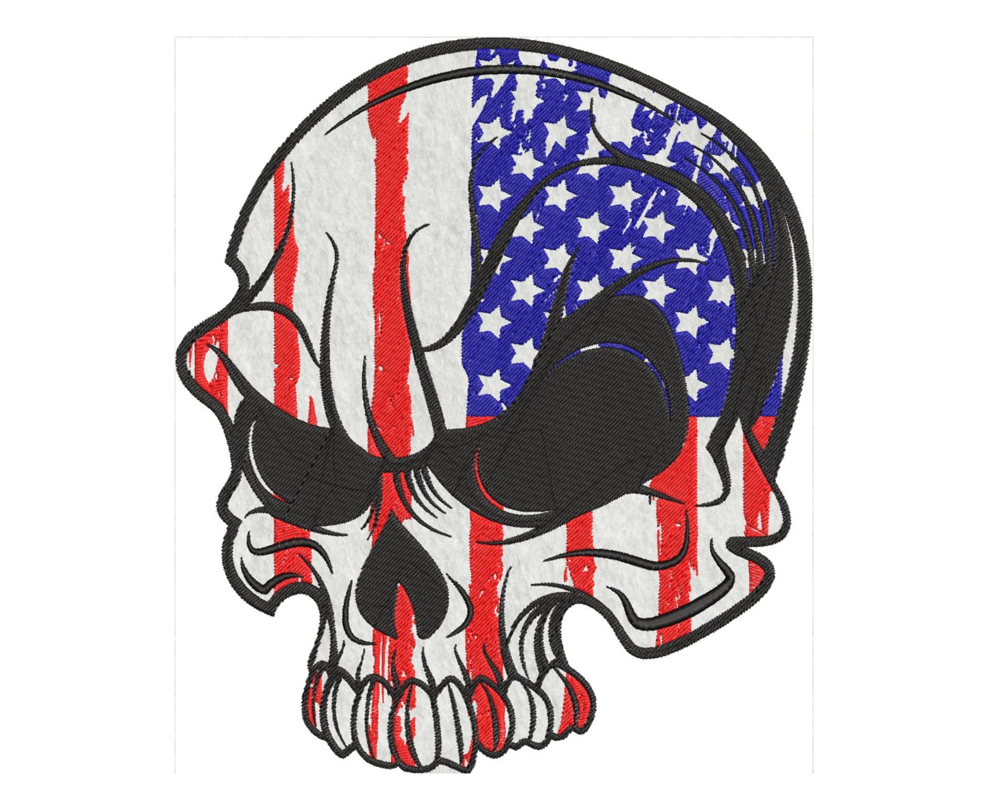 Usa Skull Backpatch, Bestickter Aufnäher, Motorrad Personalisierter Aufnäher von KingOPatch