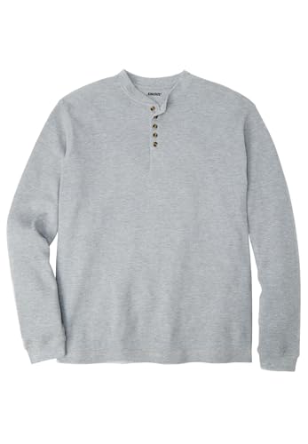 KingSize Herren Thermo-T-Shirt Henley mit Waffelmuster - grau - 4X-Large Groß von KingSize