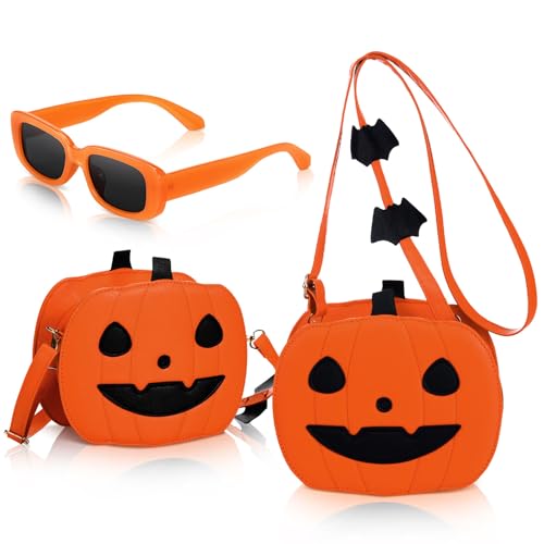 Kingdder 2 Stück Sommer Halloween Kürbis Geldbörse Halloween Crossbody Tasche mit Brille Orange Kürbis Geldbörse Schultertasche Frauen Lustige Teufel Geldbörse Kingdder 2 Stück Sommer Halloween Kürbis Geldbörse Halloween Crossbody Tasche mit Brille Orange Kürbis Geldbörse Schultertasche Frauen Lustige Teufel Geldbörse von Kingdder