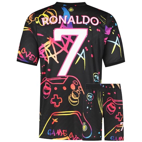 Al-NASSR Fußball Trikot Set - Gaming Trikot Set - Jungen - Sportsachen - Geschenk - Sport t Shirt - Sportbekleidung - Größe 128 von Kingdo